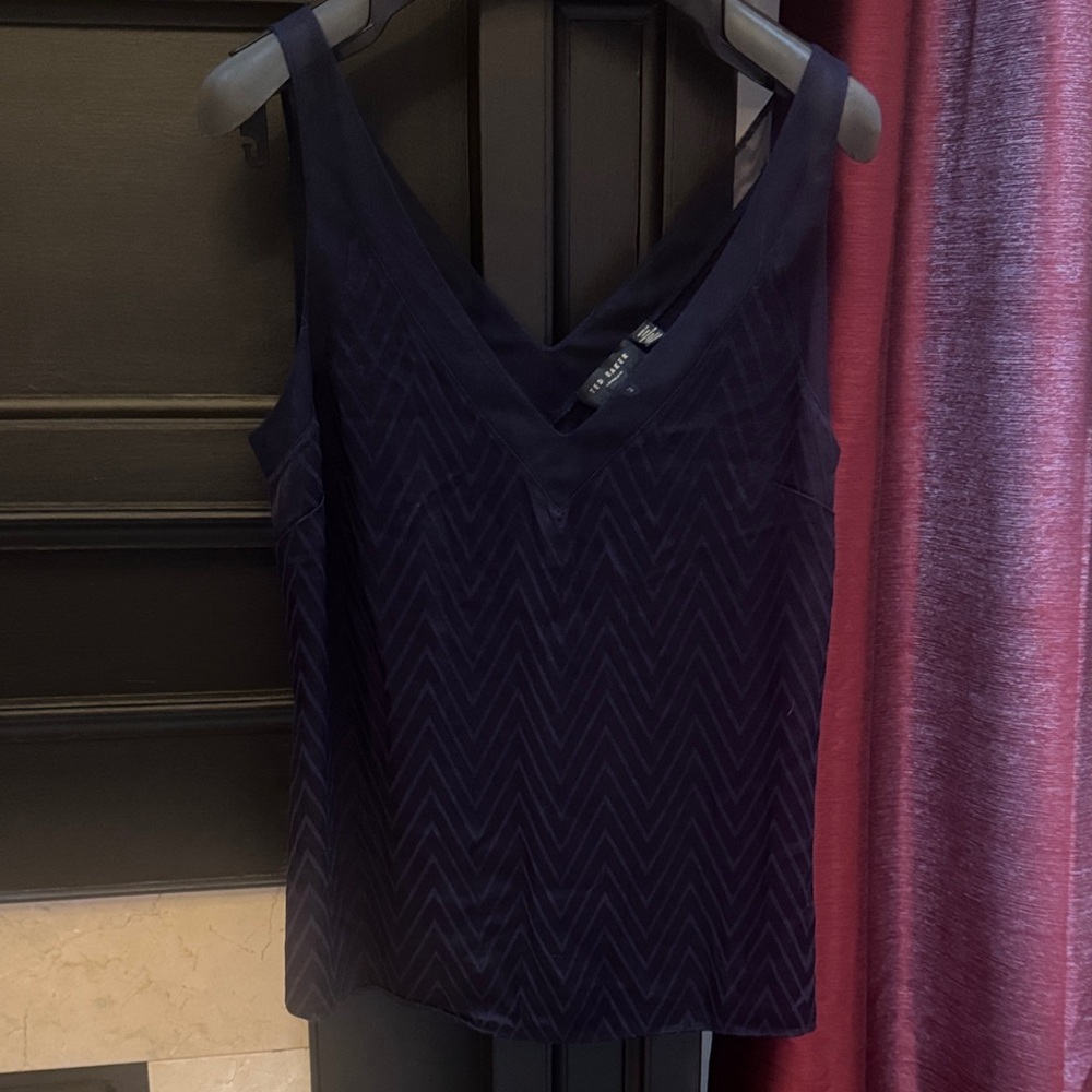 TED BAKER Navy Chevron Camisole size 3 US 8 medium